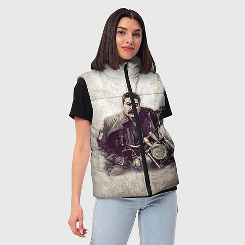 Женский жилет Сталин байкер / 3D-Черный – фото 3