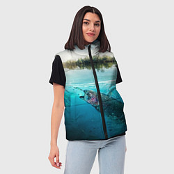 Женский жилет Рыбалка на спиннинг, цвет: 3D-светло-серый — фото 2