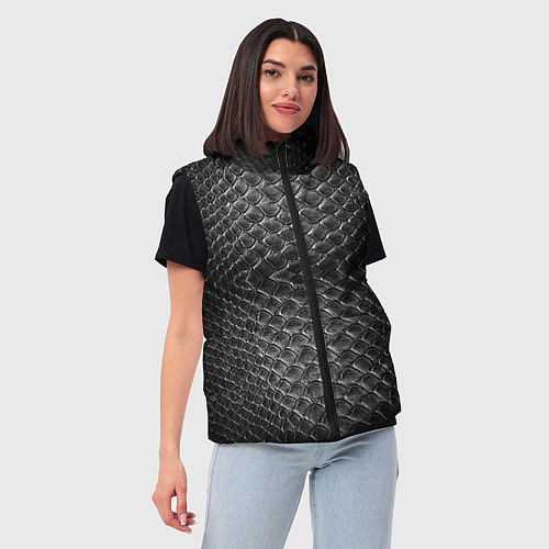 Женский жилет Черная кожа / 3D-Красный – фото 3