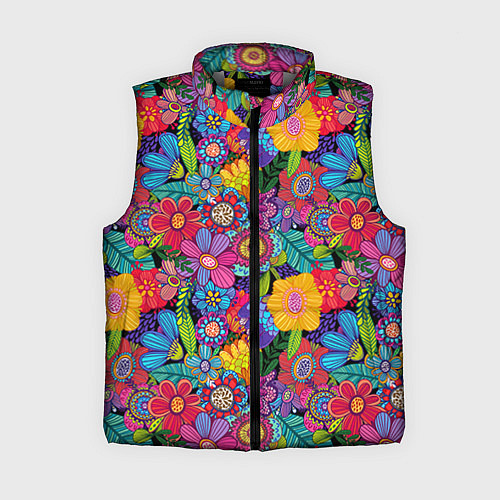 Женский жилет Яркие цветы / 3D-Светло-серый – фото 1