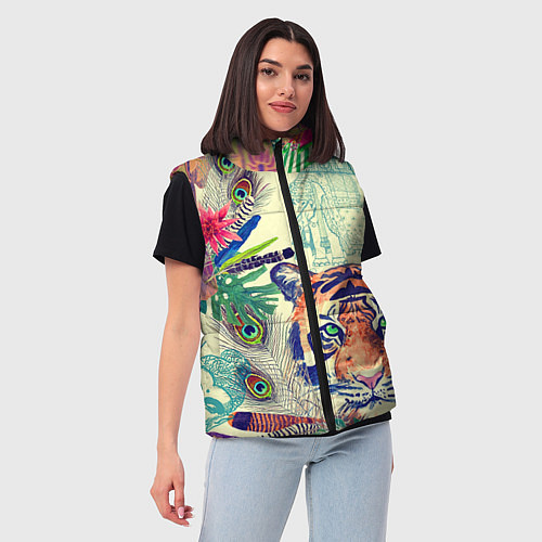 Женский жилет Индийский тигр / 3D-Светло-серый – фото 3