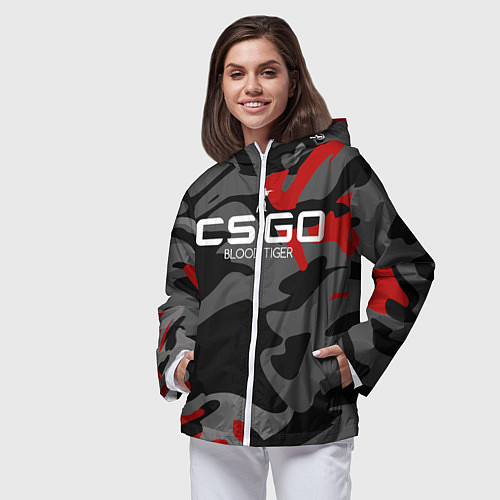 Женская ветровка CS:GO Blood Tiger / 3D-Белый – фото 3