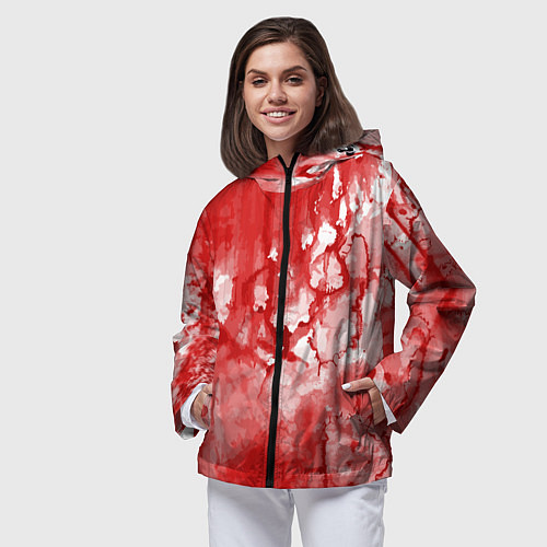 Женская ветровка Кровь акварельная на Хеллоуин / 3D-Черный – фото 3