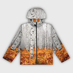 Ветровка с капюшоном женская Березовая роща, цвет: 3D-черный