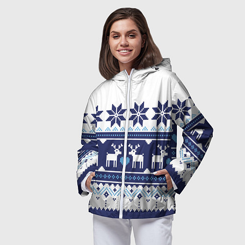 Женская ветровка Скандинавские олени / 3D-Белый – фото 3