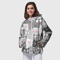 Ветровка с капюшоном женская Котейки 2, цвет: 3D-белый — фото 2
