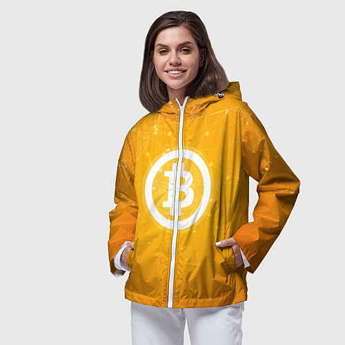 Женская ветровка Bitcoin Orange / 3D-Белый – фото 3