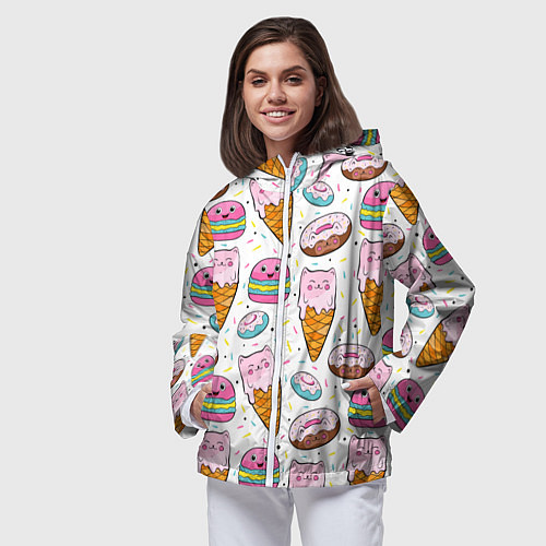 Женская ветровка Сладкие котики / 3D-Белый – фото 3