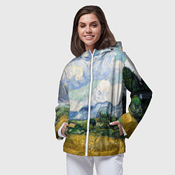 Ветровка с капюшоном женская Ван Гог Картина, цвет: 3D-белый — фото 2