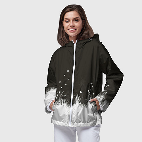 Женская ветровка Ночная полянка / 3D-Белый – фото 3