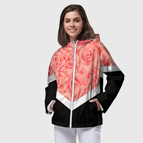 Женская ветровка Розовые розы / 3D-Белый – фото 3