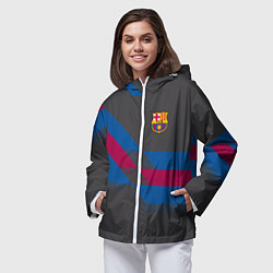Ветровка с капюшоном женская Barcelona FC: Dark style, цвет: 3D-белый — фото 2