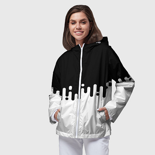 Женская ветровка Чёрно-белый узор / 3D-Белый – фото 3