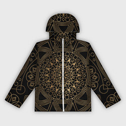 Ветровка с капюшоном женская Золотая мандала, цвет: 3D-белый