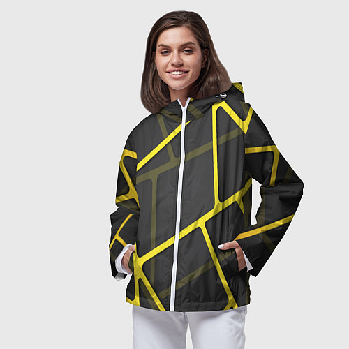 Женская ветровка Желтая сетка / 3D-Белый – фото 3