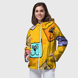Ветровка с капюшоном женская Котики, цвет: 3D-белый — фото 2