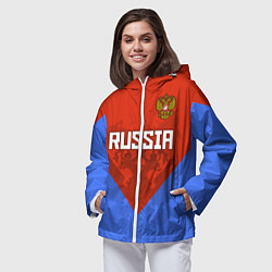Ветровка с капюшоном женская Russia Red & Blue, цвет: 3D-белый — фото 2