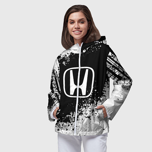 Женская ветровка Honda: Black Spray / 3D-Белый – фото 3