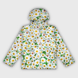Ветровка с капюшоном женская Полевые ромашки, цвет: 3D-белый