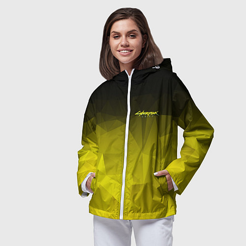 Женская ветровка Cyberpunk 2077: Yellow Poly / 3D-Белый – фото 3