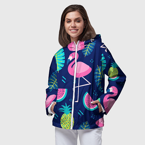 Женская ветровка Фруктовый фламинго / 3D-Белый – фото 3