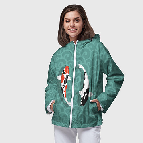 Женская ветровка Японские рыбки / 3D-Белый – фото 3