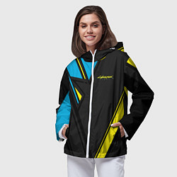 Ветровка с капюшоном женская Cyberpunk 2077: Sport, цвет: 3D-белый — фото 2