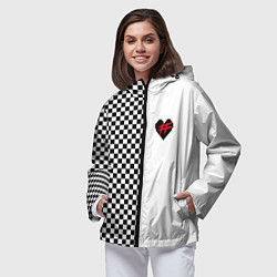 Ветровка с капюшоном женская ФРЕНДЗОНА: Шахматы, цвет: 3D-черный — фото 2