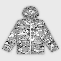 Ветровка с капюшоном женская Рыбы графика, цвет: 3D-белый