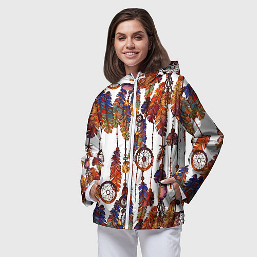 Женская ветровка Бохо перья / 3D-Белый – фото 3