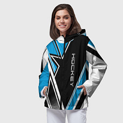 Ветровка с капюшоном женская Hockey black blue white, цвет: 3D-черный — фото 2