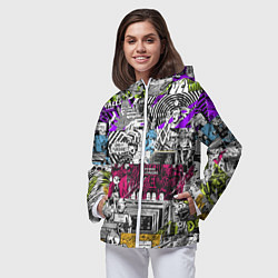 Ветровка с капюшоном женская Watch Dogs: Pattern, цвет: 3D-белый — фото 2