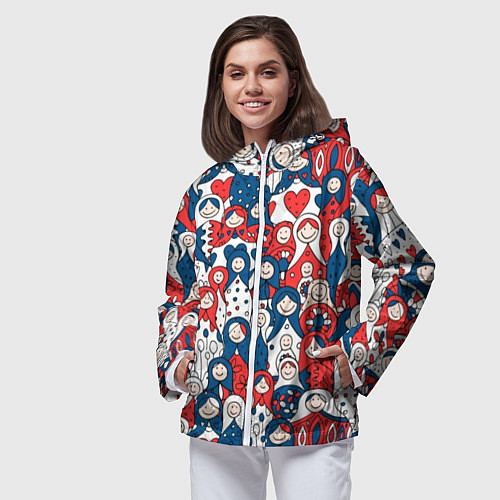 Женская ветровка Русские матрешки триколор / 3D-Белый – фото 3