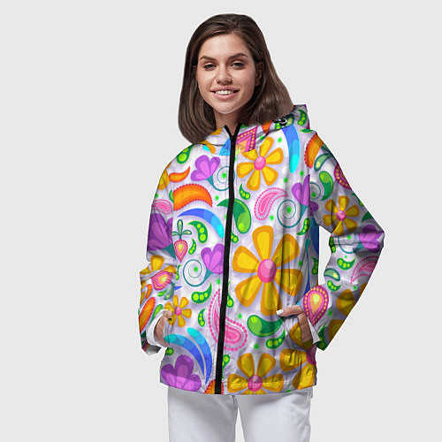 Женская ветровка Абстракция и цветы / 3D-Черный – фото 3
