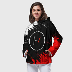 Ветровка с капюшоном женская 21 Pilots: Black & Red, цвет: 3D-черный — фото 2