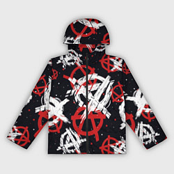 Ветровка с капюшоном женская Анархия - паттерн, цвет: 3D-черный