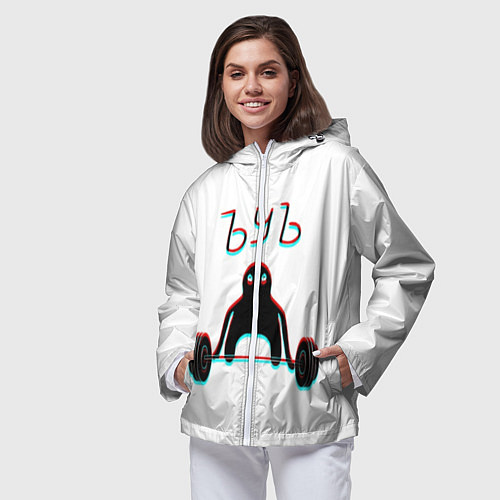 Женская ветровка ЪУЪ СЪУКА КАЧОК / 3D-Белый – фото 3