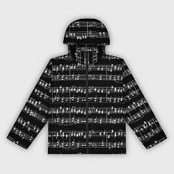 Женская ветровка Ноты - белые на черном