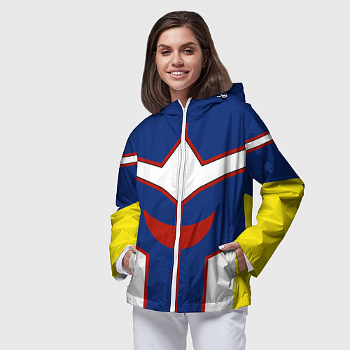 Женская ветровка ALL MIGHT MY HERO ACADEMIA MHA МОЯ ГЕРОЙСКАЯ АКАДЕ / 3D-Белый – фото 3