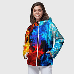 Ветровка с капюшоном женская L letter fire, цвет: 3D-белый — фото 2