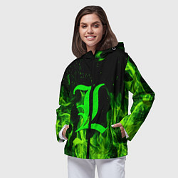 Ветровка с капюшоном женская L letter flame, цвет: 3D-черный — фото 2