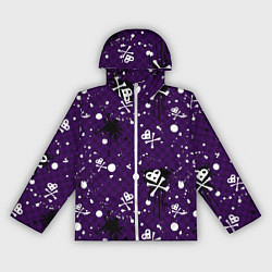 Ветровка с капюшоном женская Эмо 2007 фиолетовый фон, цвет: 3D-белый