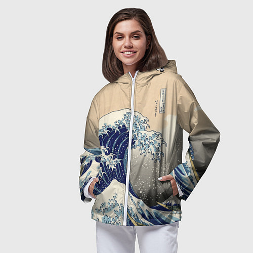 Женская ветровка Kanagawa Wave Art / 3D-Белый – фото 3