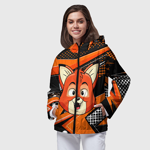 Женская ветровка Рыжая лисичка / 3D-Черный – фото 3