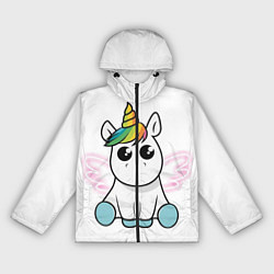 Ветровка с капюшоном женская Милый единорожка, цвет: 3D-черный