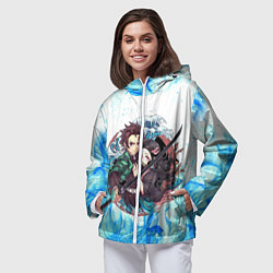Ветровка с капюшоном женская KIMETSU NO YAIBA, цвет: 3D-белый — фото 2