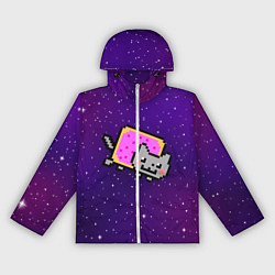 Ветровка с капюшоном женская Nyan Cat, цвет: 3D-белый