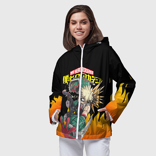 Женская ветровка MY HERO ACADEMIA яркое пламя / 3D-Белый – фото 3