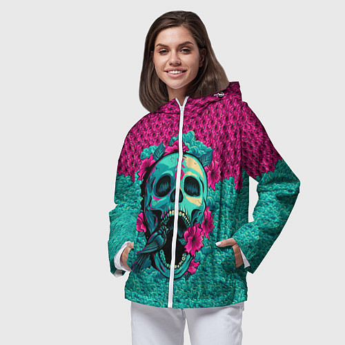 Женская ветровка Неоновый череп / 3D-Белый – фото 3