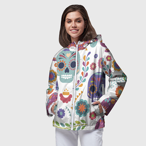 Женская ветровка Мексиканские мотивы / 3D-Белый – фото 3